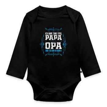 Retraité papa papy pension cadeau - Body Bébé bio manches longues - noir - Devant