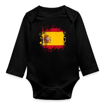 Espagne Drapeau musique - Body Bébé bio manches longues - noir - Devant