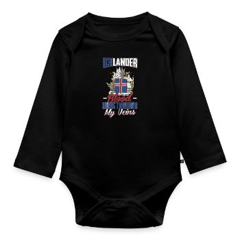 Islande - Body Bébé bio manches longues - noir - Devant