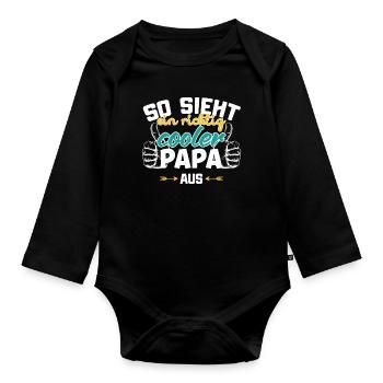 Geschenk Vater cooler Papa - Baby Bio-Langarm-Body - Schwarz - Vorne