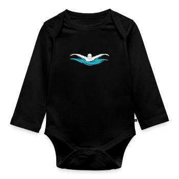natation - Body Bébé bio manches longues - noir - Devant