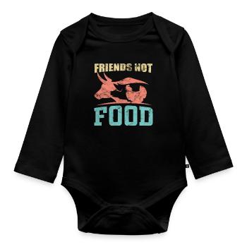 Vegan - Fríends not Food - Baby Bio-Langarm-Body - Schwarz - Vorne