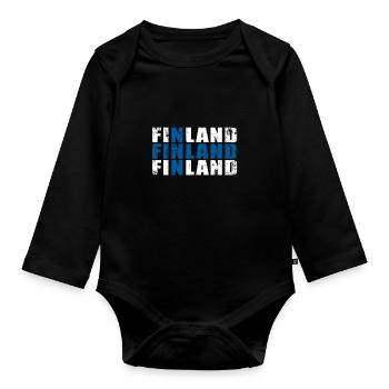 Finnland - Baby Bio-Langarm-Body - Schwarz - Vorne