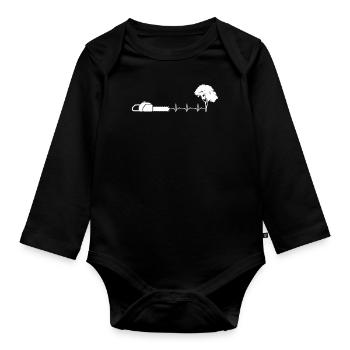Lumberjack ECG pulse heartbeat - Organic Longsleeve Baby Bodysuit - black - Front