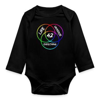Antwort 42 - Baby Bio-Langarm-Body - Schwarz - Vorne