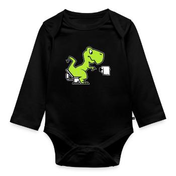 T-Rex Toilette - Baby Bio-Langarm-Body - Schwarz - Vorne