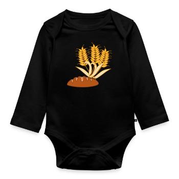Brot Weizen Getreide Backen Bäcker Geschenk - Baby Bio-Langarm-Body - Schwarz - Vorne