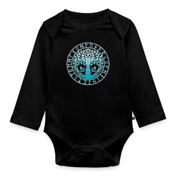 L’arbre de la vie de Yggdrasil dans le cercle de runes - Body Bébé bio manches longues - noir - Devant