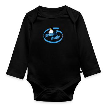 Penguin Inside Informatik lustig Spruch - Baby Bio-Langarm-Body - Schwarz - Vorne