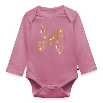 Music: sheet music, scale - Organic Longsleeve Baby Bodysuit - mauve - Front