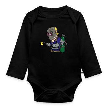 Welder welder welder t shirt gift - Organic Longsleeve Baby Bodysuit - black - Front