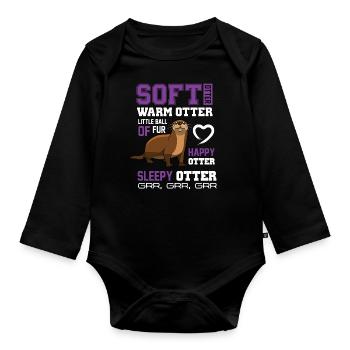 Soft Otter Warm Otter Happy Otter Lustiges T-Shirt - Baby Bio-Langarm-Body - Schwarz - Vorne