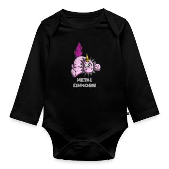 Einhorn Metal - Body Bébé bio manches longues - noir - Devant