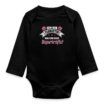 Floristin - Lustige Sprüche Geschenk - Baby Bio-Langarm-Body - Schwarz - Vorne