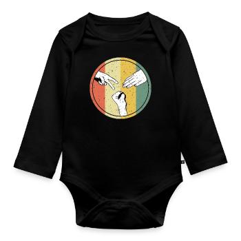 Scissors Stone Paper Retro Vintage - Organic Longsleeve Baby Bodysuit - black - Front