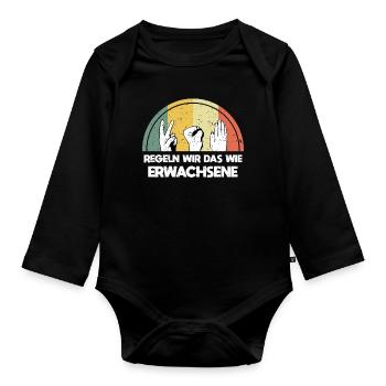 Scissors Stone Paper Retro Vintage - Organic Longsleeve Baby Bodysuit - black - Front