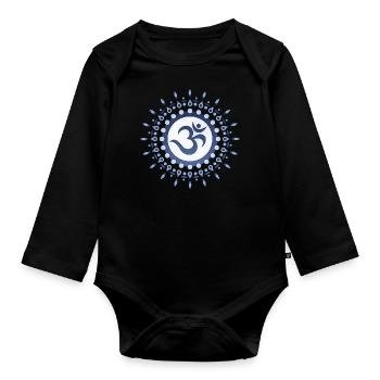Om Sonne Mandala Spirituelles Yoga Mantra Symbol - Baby Bio-Langarm-Body - Schwarz - Vorne