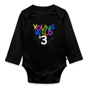3rd birthday - Organic Longsleeve Baby Bodysuit - black - Front