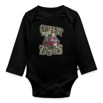 Costume d'Halloween Ecole Enfants Cadeau Zombie - Body Bébé bio manches longues - noir - Devant