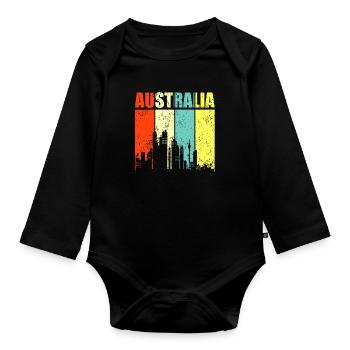 Australien - Baby Bio-Langarm-Body - Schwarz - Vorne