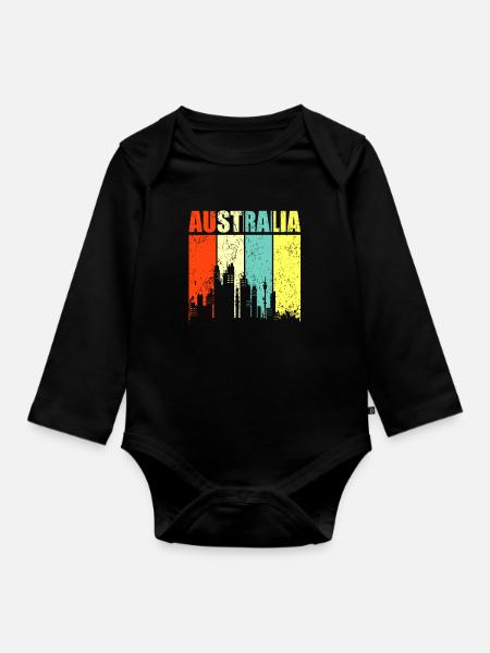 Australien - Baby Bio-Langarm-Body - Schwarz