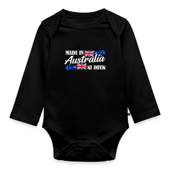 Australien - Baby Bio-Langarm-Body - Schwarz - Vorne