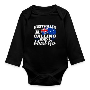 Australia - Organic Longsleeve Baby Bodysuit - black - Front