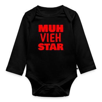 Muh Vieh Star - Baby Bio-Langarm-Body - Schwarz - Vorne
