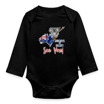 Australia Koala Bear Travel - Organic Longsleeve Baby Bodysuit - black - Front
