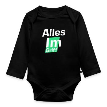 Everything under control with God - Organic Longsleeve Baby Bodysuit - black - Front