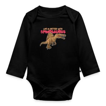 SPINOSAURUS - Organic Longsleeve Baby Bodysuit - black - Front