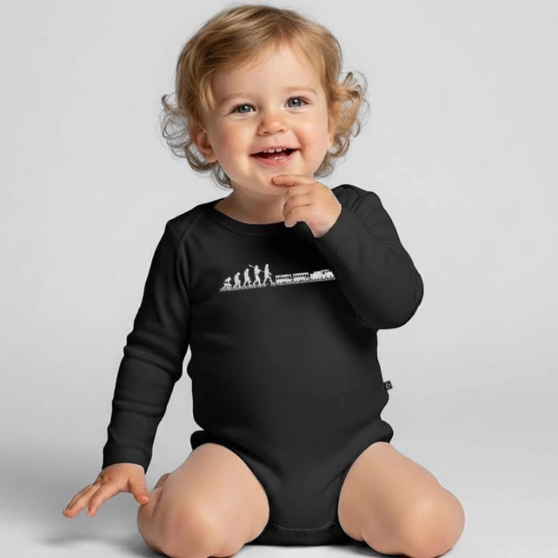 Model Maker Model Train Evolution Gift Organic Longsleeve Baby Bodysuit