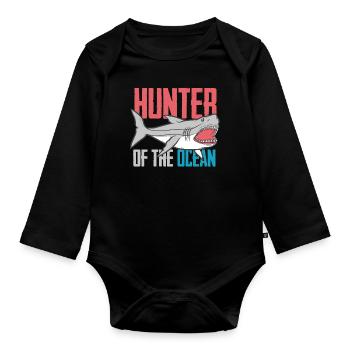 Shark - shirt beach holiday ocean gift - Organic Longsleeve Baby Bodysuit - black - Front