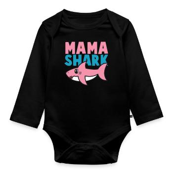 Shark - Schirt Shark Mama Gift Idea - Organic Longsleeve Baby Bodysuit - black - Front