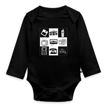 90er Jahre - Baby Bio-Langarm-Body - Schwarz - Vorne