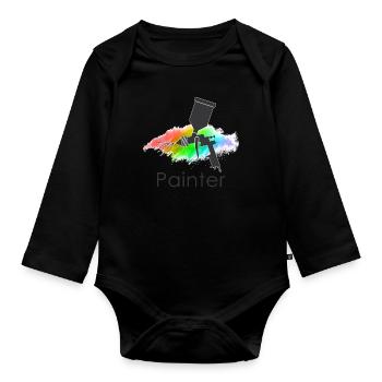 paint - Organic Longsleeve Baby Bodysuit - black - Front