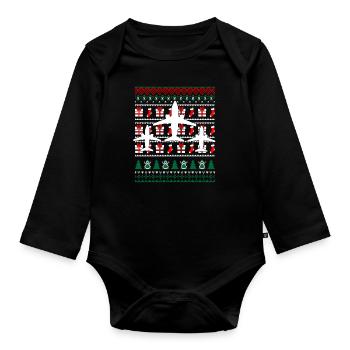 Cadeau de Noël avion pilote - Body Bébé bio manches longues - noir - Devant