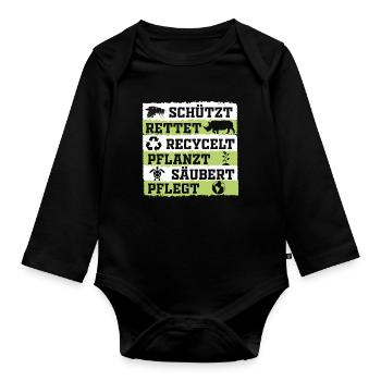 Klimaschutz Naturschutz Umwelt Umweltschutz - Baby Bio-Langarm-Body - Schwarz - Vorne