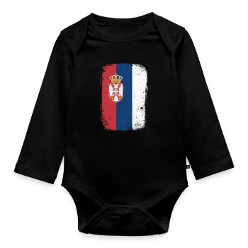 Serbien - Baby Bio-Langarm-Body - Schwarz - Vorne