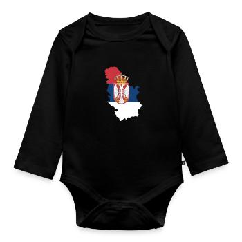 Serbien - Baby Bio-Langarm-Body - Schwarz - Vorne
