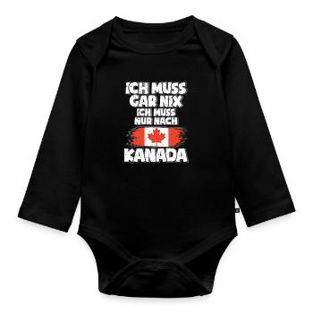 Kanada - Baby Bio-Langarm-Body - Schwarz - Vorne