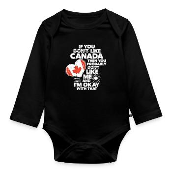 Kanada - Baby Bio-Langarm-Body - Schwarz - Vorne