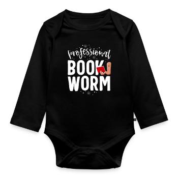 Professional Book Worm Librarian Gift Library - Organic Longsleeve Baby Bodysuit - black - Front