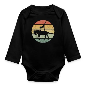 Cheval de cheval d'équitation rétro Volti - Body Bébé bio manches longues - noir - Devant