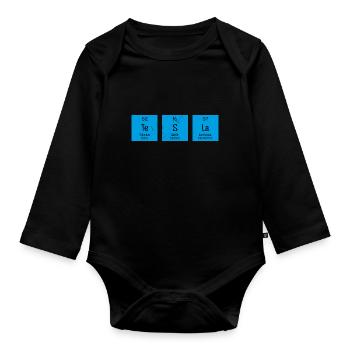 Tesla Periodic Table Chemistry Saying Gift - Organic Longsleeve Baby Bodysuit - black - Front