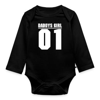 Papa Fille 01 Cadeau de fille - Body Bébé bio manches longues - noir - Devant