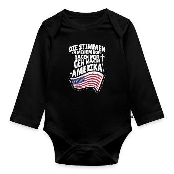 USA Amerika Amerikaner Geschenk Geschenkidee - Baby Bio-Langarm-Body - Schwarz - Vorne
