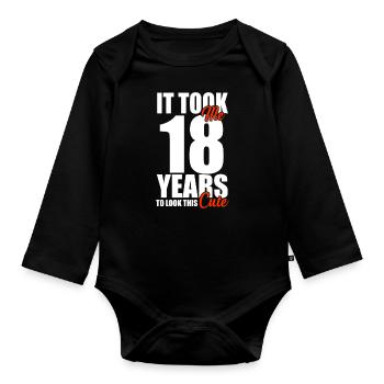18th birthday - Organic Longsleeve Baby Bodysuit - black - Front