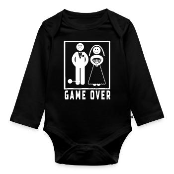 Game Over T-shirt Funny Bachelor's Wedding Men & w - Baby Bio-Langarm-Body - Schwarz - Vorne