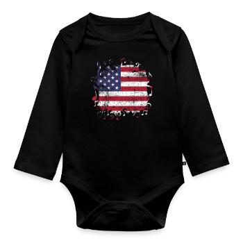 Musique drapeau USA - Body Bébé bio manches longues - noir - Devant